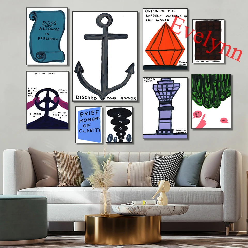 

Modern Canvas Funny Hd Wall Art Pictures Abstract David Shrigley Prints And Posters Nordic Home Living Room Decor Painting Frame