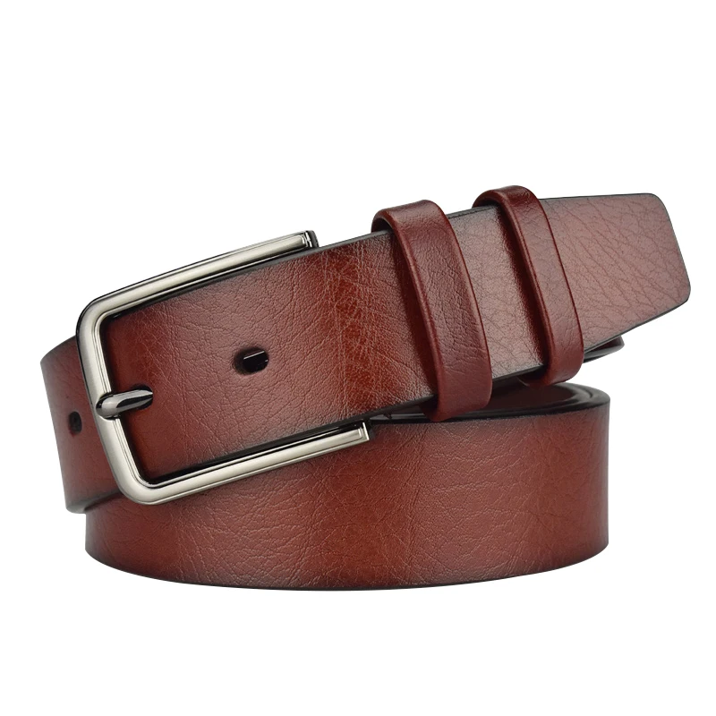 Dropshipping Fashion Men Belts Genuine Leather Luxury Designer Black Brown Vintage Waist Belt For Jeans Cinturon Cowboy