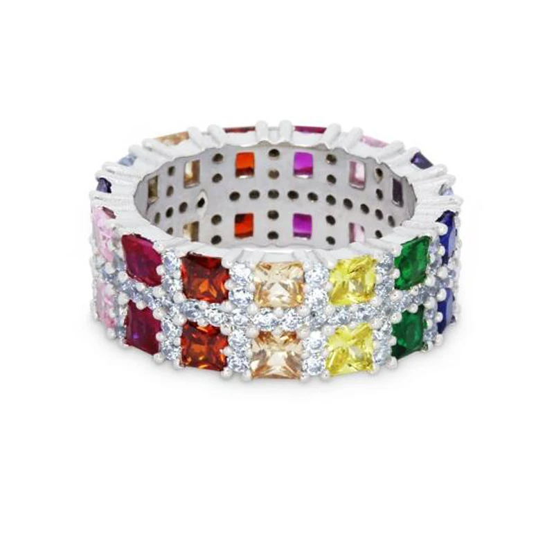 

high quality stacking engagement band Full cz band cz eternity band rainbow ring