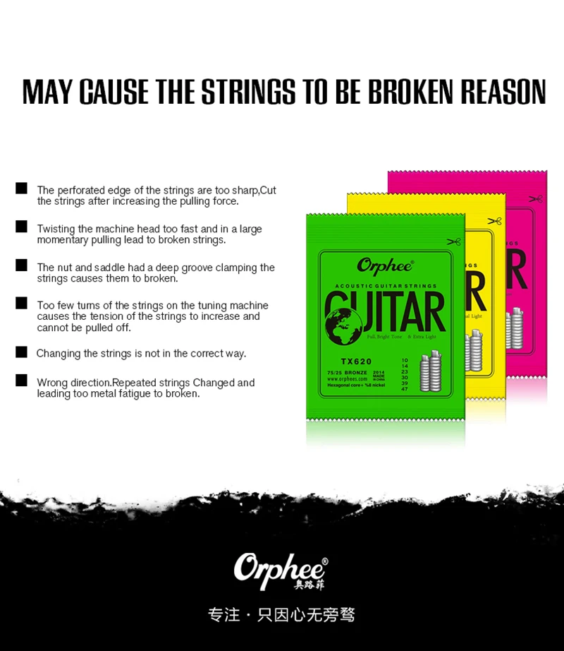 Orphee TX серия акустические гитарные струны зеленый фосфор народные шестиугольные Углеродистые стальные струны для классической гитары Музыкальные инструменты