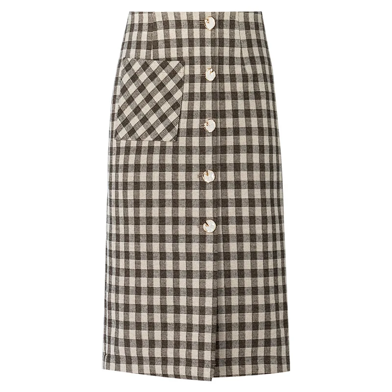 

Женская Офисная длинная юбка-карандаш в клетку, женская модель до середины икры, модель 2020 года, зимняя и осенняя уличная одежда, костюмы 80-х ...