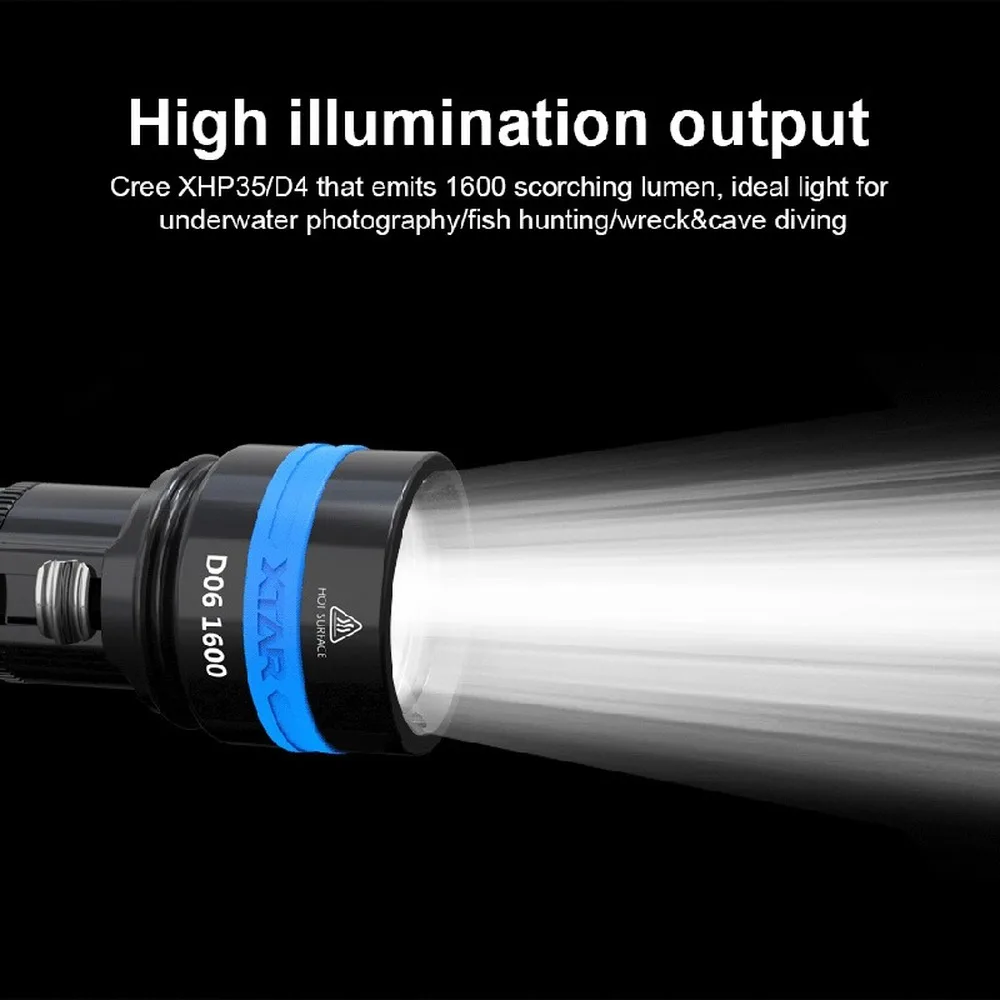 Фонарик для дайвинга XTAR D06 1600 CREE XHP35 D4 Max люмен дальность до Deam 430 м магнитный