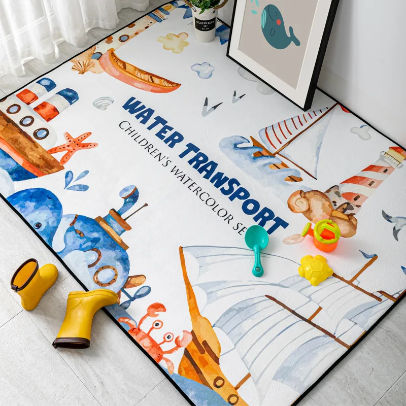 Мультяшные морские организмы напольный коврик для детской комнаты мягкий