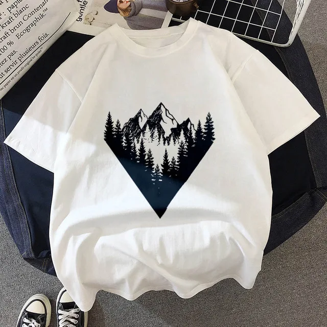 Новая футболка с принтом Темный лес и надписью universe faith Harajuku женская круглым