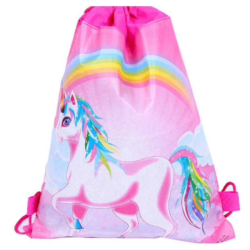 

Birthday Events Party Unicorn Theme Backpack Non-woven Fabrics Drawstring Gifts Loot Bag Baby Shower Decorate Mochila 12pcs/lot