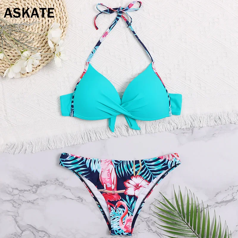 ФЛУОРЕСЦЕНТНОЕ сексуальное бикини с эффектом пуш ап большой купальник принтом