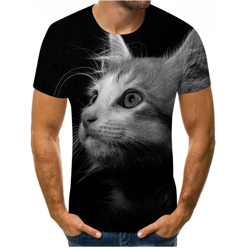 

Ladies T-shirt 2021 summer new 3D printing cute pet chinchilla short-sleeved O-neck T-shirt men's outdoor casual shirt