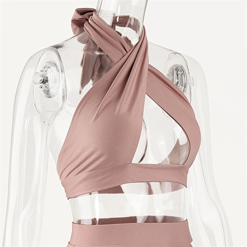 

2021 Dresses Women Elegant Backless Dress Two Pieces Sets Night Club Dresses Sexy