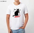 ENVMENST  Футболка мужская с изображением черной кошки, ножа, убийц, летняя одежда, топы, белые смешные футболки с коротким рукавом, подарок для мужчин