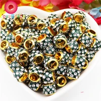 20pcslot gold rhinestone rondelle crystal beads round spacer charms fit european brand pandora bracelet snake chain diy jewelry