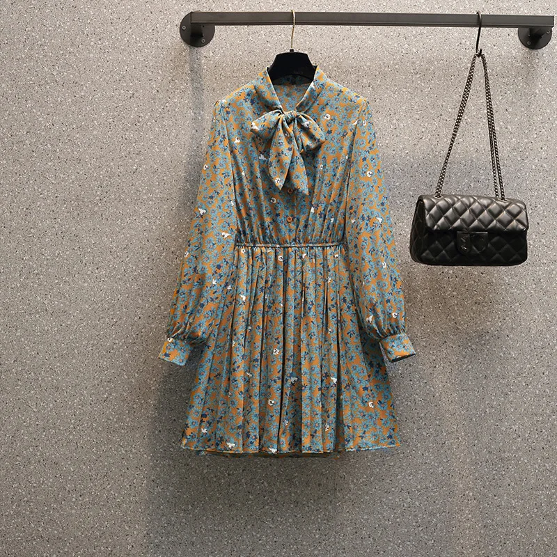 Женское платье с цветочным принтом свободное Повседневное V-образным вырезом и