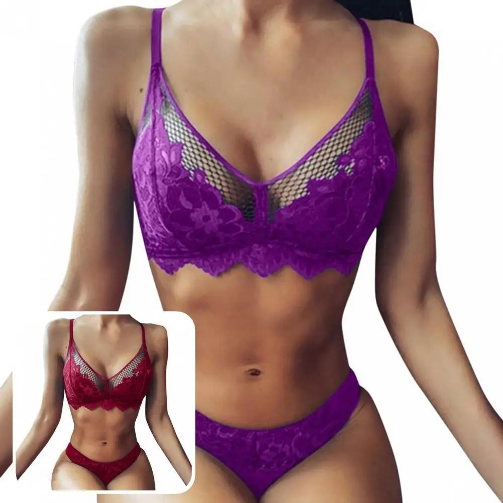 

Quick Drying Stylish Push Up Ribbing Underwear Briefs Set No Pads Bikini Set Deep V-neck for Spa