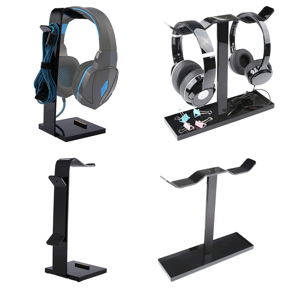 

Acrylic Headphone Stand Hanger Holder Black Desk Earphone Mount Rack for Gaming Headset Display Accessories