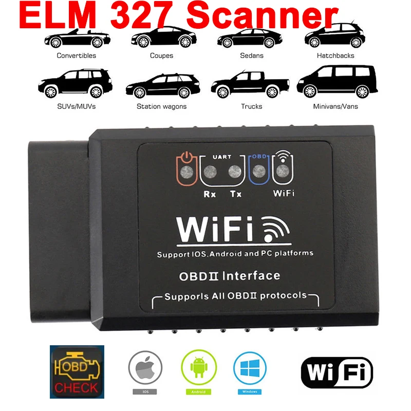 Автомобильный диагностический сканер OBDII V1.5 Wi-Fi OBD2 для iPhone Android ПК диагностика
