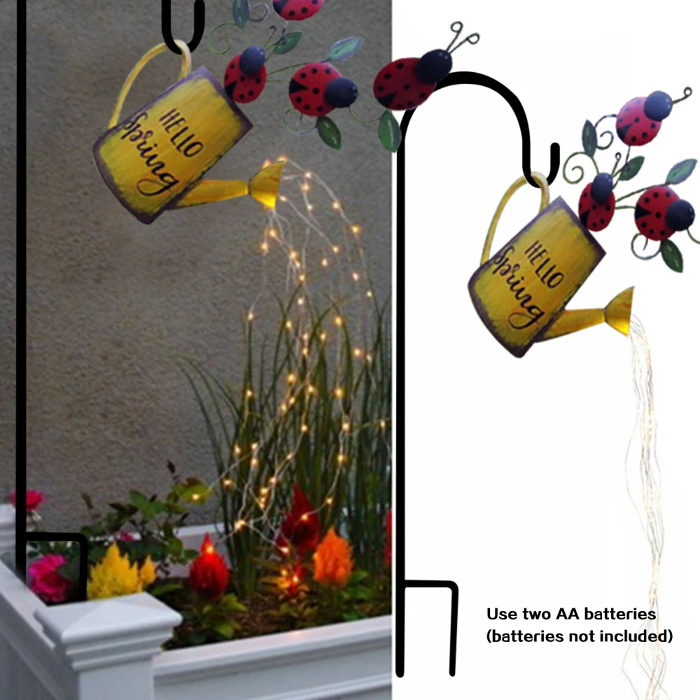 

Garden Art Light Decoration Lights Shower Lamp Wrought Iron Star Waterproof Durable Battery Powered LED Watering Can