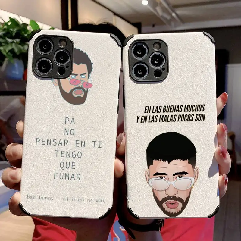 

Bad Bunny Yonaguni Phone Case Lambskin Leather For iphone 12 11 8 7 6 XR X XS PLUS MINI PLUS PRO MAX Shockproof