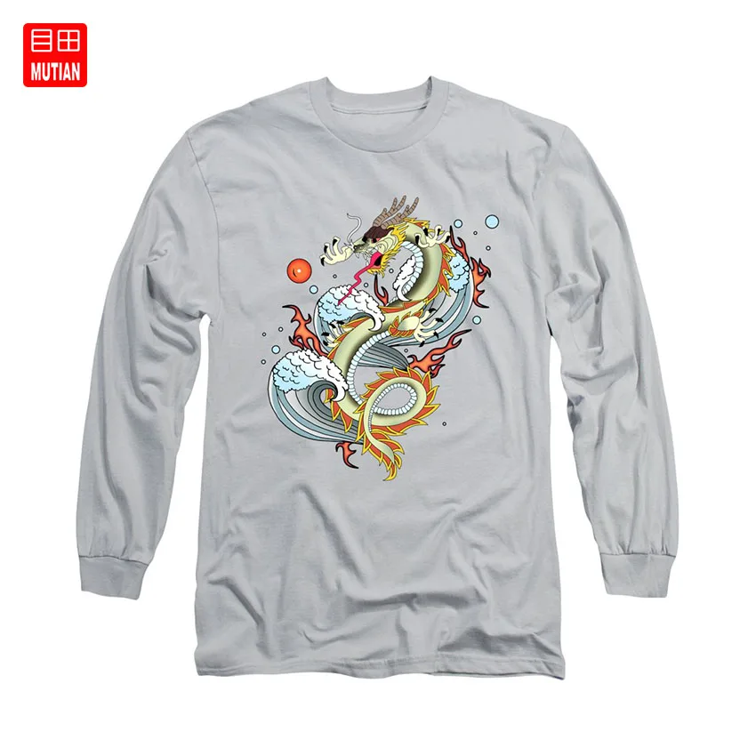 Дракон Винтажная футболка японская фантазия огонь горячий китайский Азиатский