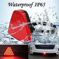 led car rear strobe warning light waterproof brake light triangle fog lamp red taillight anti collision signal lamp auto styling