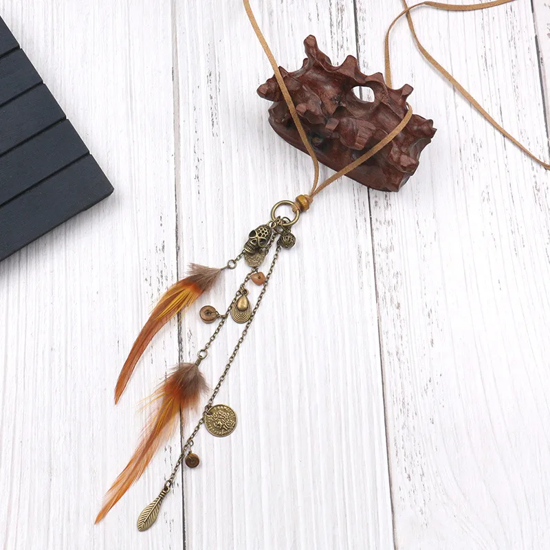 Женское классическое длинное ожерелье ювелирное изделие из перьев цепочка на