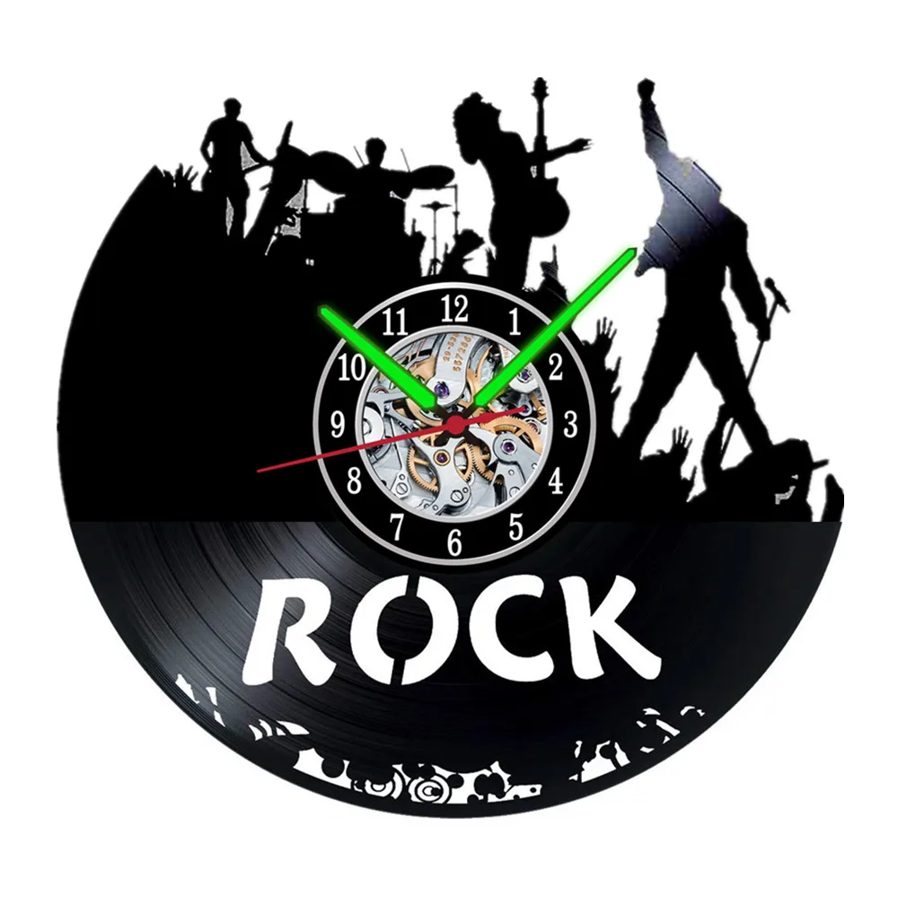 Винтажные настенные часы Rock N Roll с музыкой виниловое украшение для записи декора