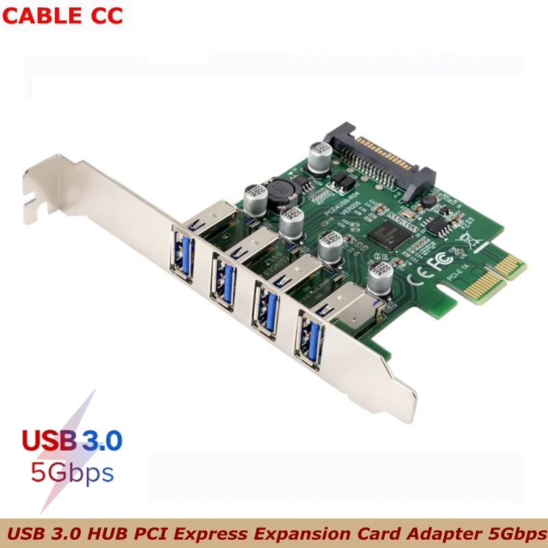 Тонкий 4 портовый PCI E к USB 3 0 концентратор Express карты расширения адаптер 5 Гбит/с