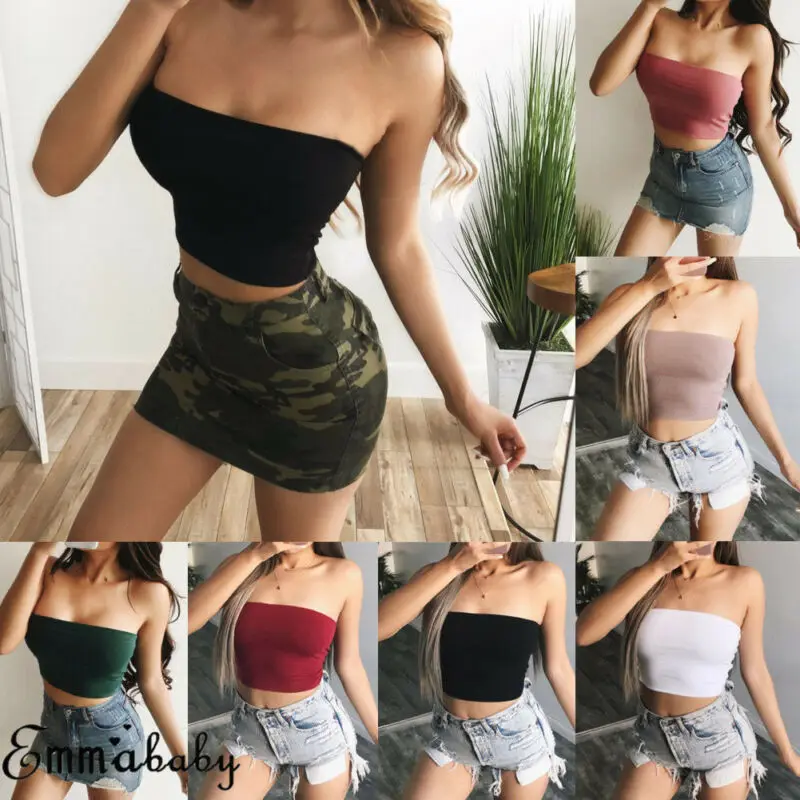 Женские топы без бретелек летние сексуальные эластичные рукавов с открытыми