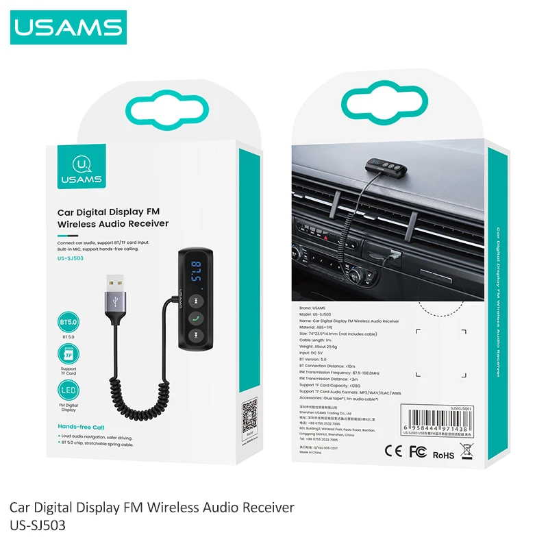 Автомобильный FM-трансмиттер USAMS Bluetooth 5 0 В | Электроника