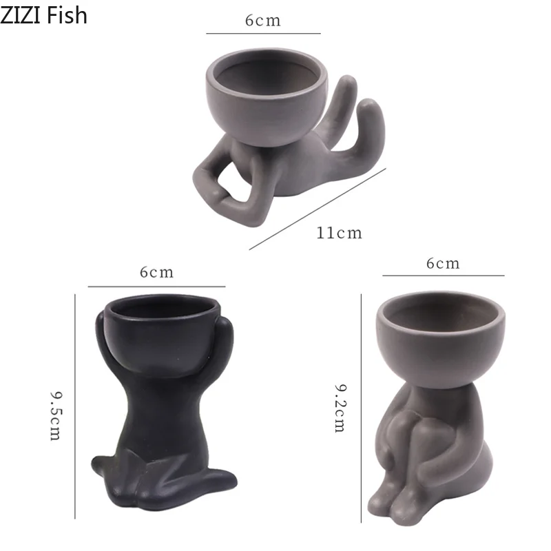 Керамический креативный маленький цветочный горшок ваза для цветов милая статуя