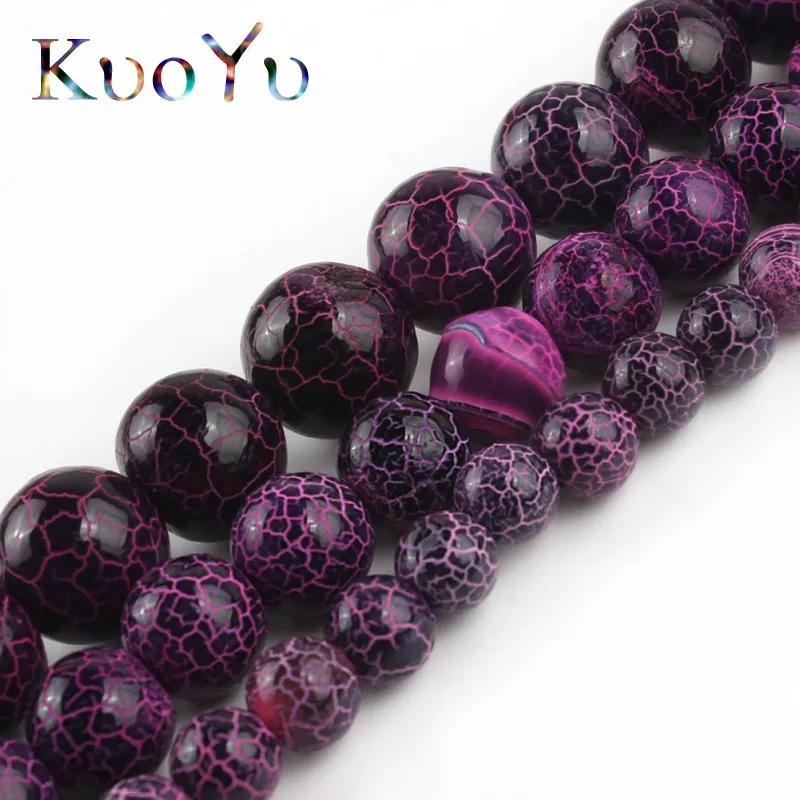 Натуральный камень Бусины фуксия трещины Мечта Огненный Агаты &quotвены дракона&quot