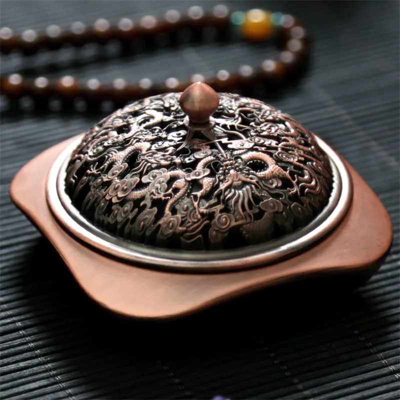 Дракон резные антикварные медные сплавы благовония горелка ароматерапия печи