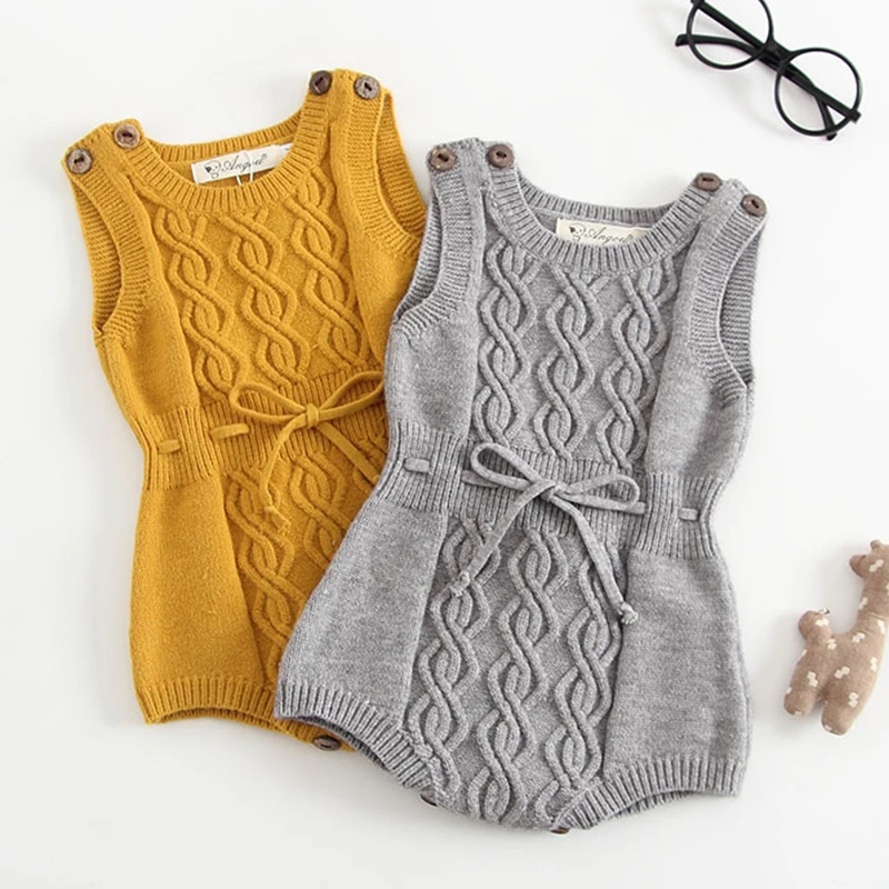 

Newborn Boys Girls Jumpsuits Clothes 2020 Spring Autumn Baby Boys Girls Rompers Pure Color Knitted Children Rompers