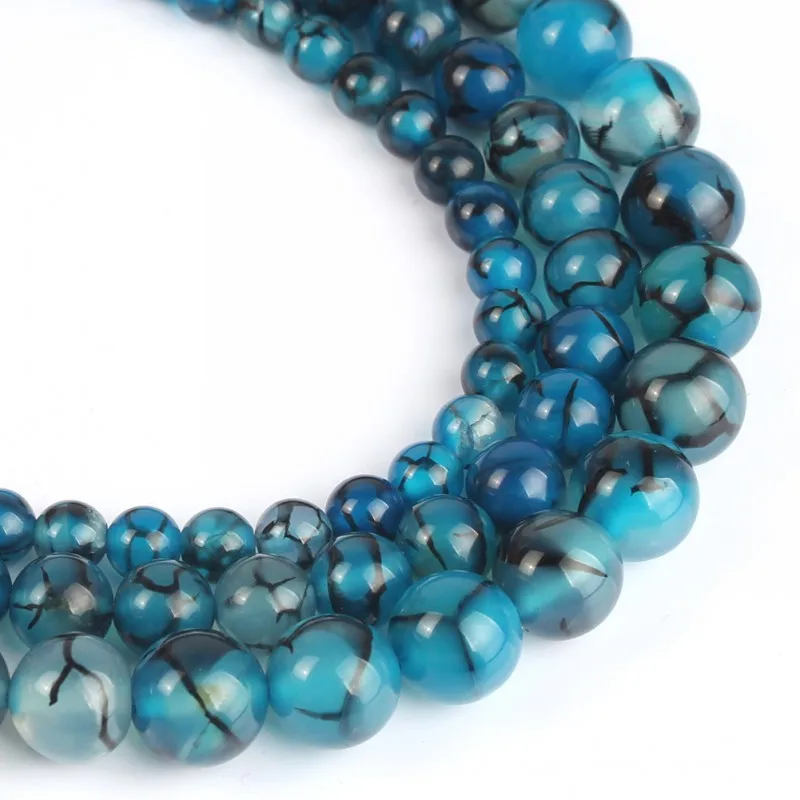 Круглые бусины из натурального камня с Синим огнем дракона | Украшения и