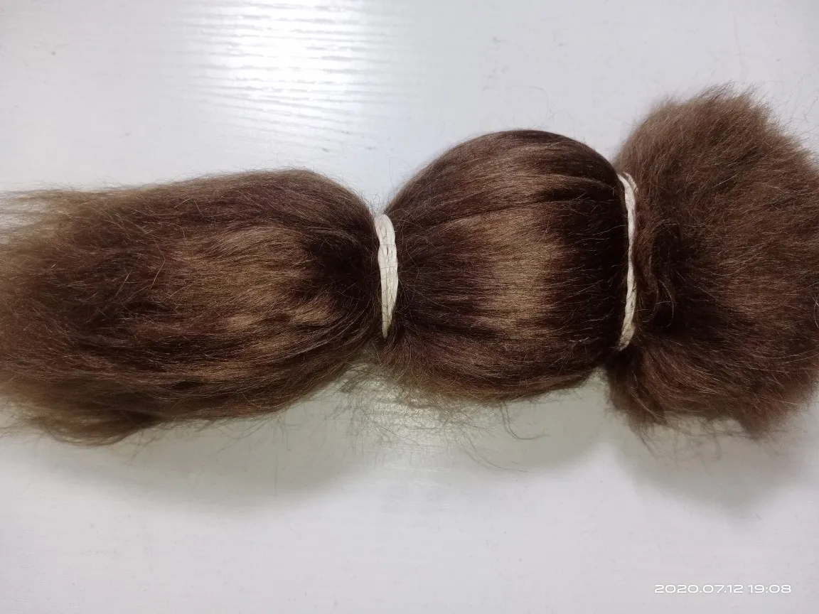 Pelucas de cabello de beb&eacute; Reborn, accesorios de cabello de Mohair puro de 100%, color marr&oacute;n oscuro, Premium, 15g, 30g, 60g-1