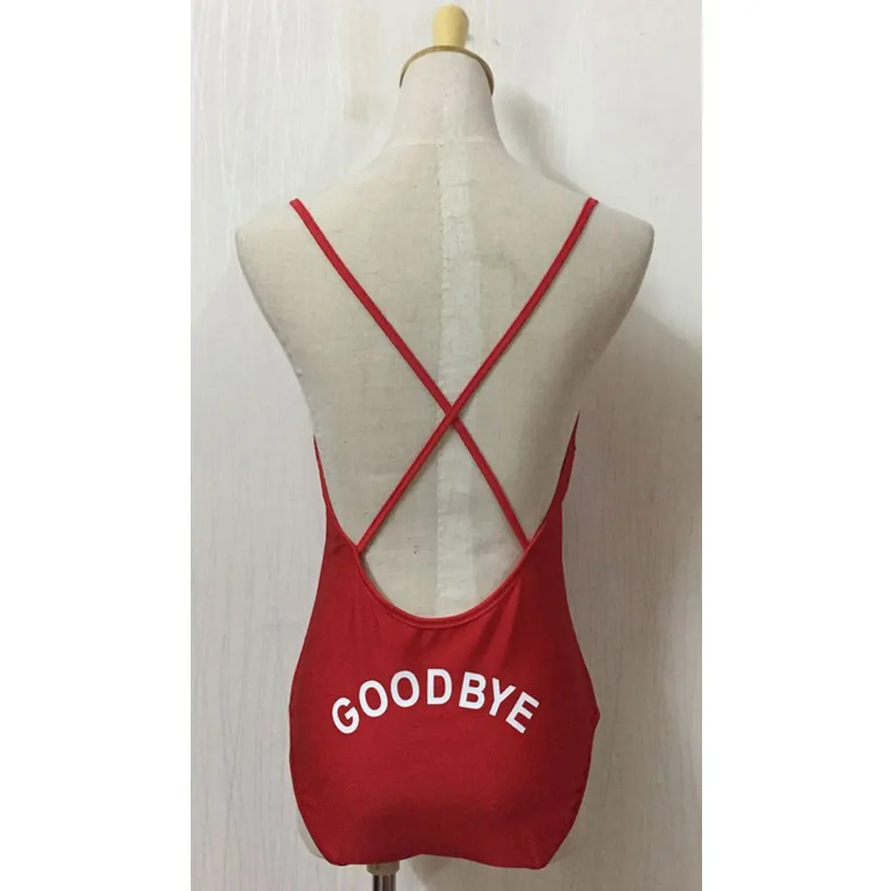 1 шт. женский купальник с открытой спиной круглым вырезом Цельный бикини тонкие