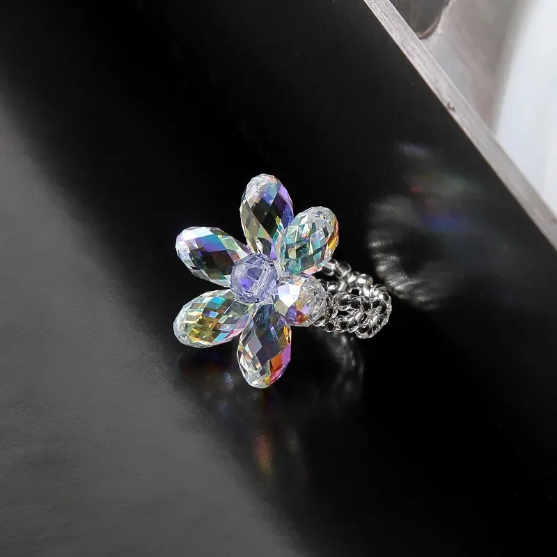 

Water drop ring, crystal flower index finger ring 210310-46