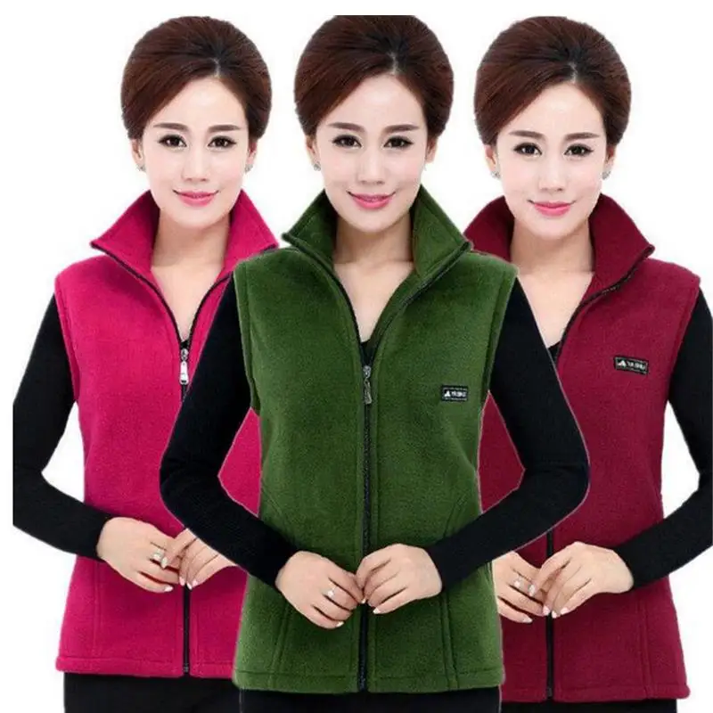 Женский однотонный жилет на молнии Осенний флисовый Повседневный с