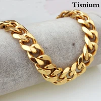 15mm gold cuba style necklaces for men and women attractive jewelry accessories friends gift stainless steel excellent gloss