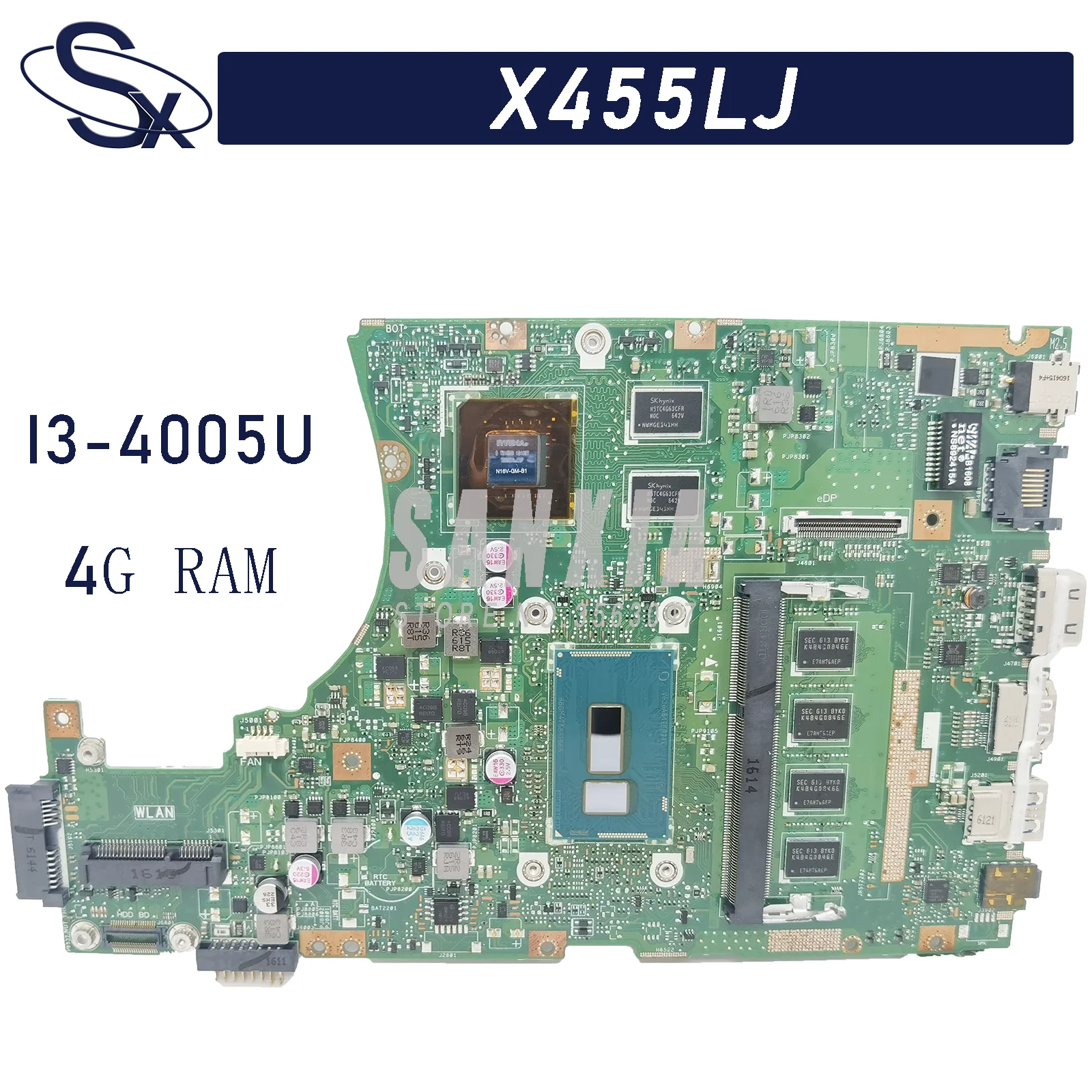 KEFU X455LJ is suitable for ASUS X455LF X455LD A455L F454L laptop motherboard I3-4005U 4G-RAM (LVDS or EDP) 100% test OK