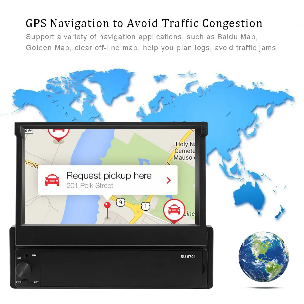 Автомагнитола Podofo 1 Din Android 6 0 7 дюймов сенсорный экран GPS навигация Wi
