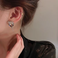 mengjiqiao wholesale korean fashion geometric metal heart drop earrings for women colorful rhinestone boucle doreille jewelry
