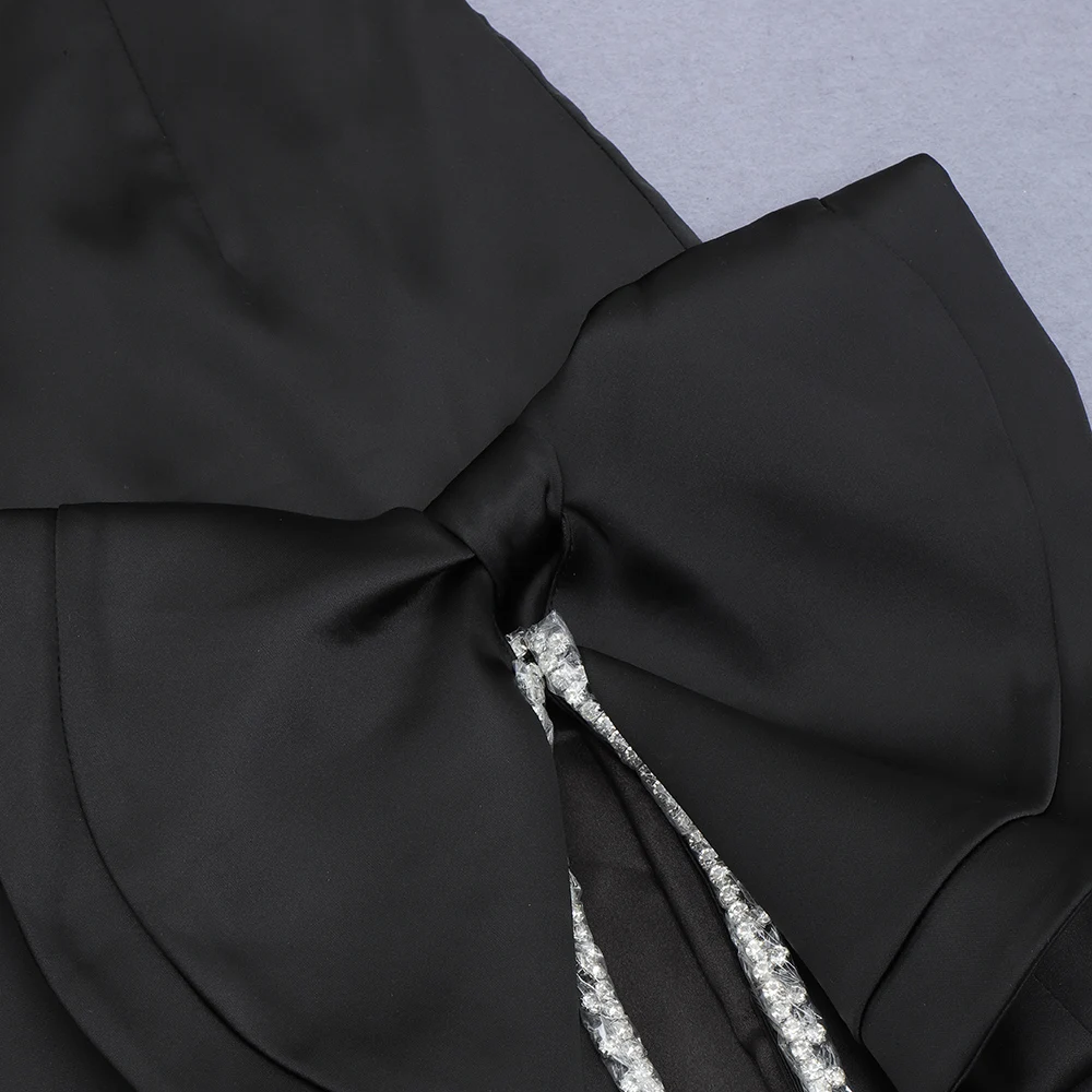 

New Women Sexy Sleeveless Diamonds Bow Tie Black Summer Dress 2021 Designer Bodycon Elegant Evening Party Club Dress Vestido