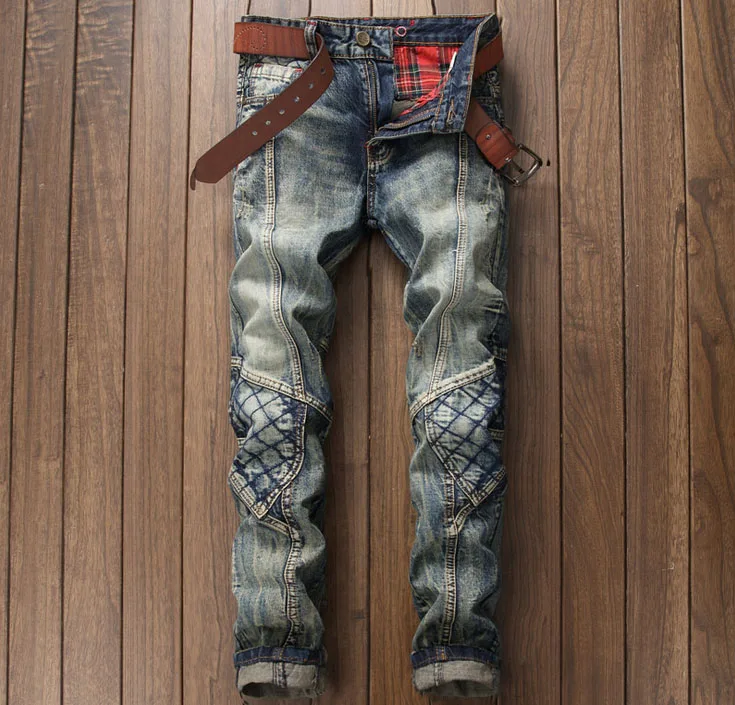 

European American Style luxury brand Men's slim Straight denim trousers fashion vintage stripes pop jeans for men 600