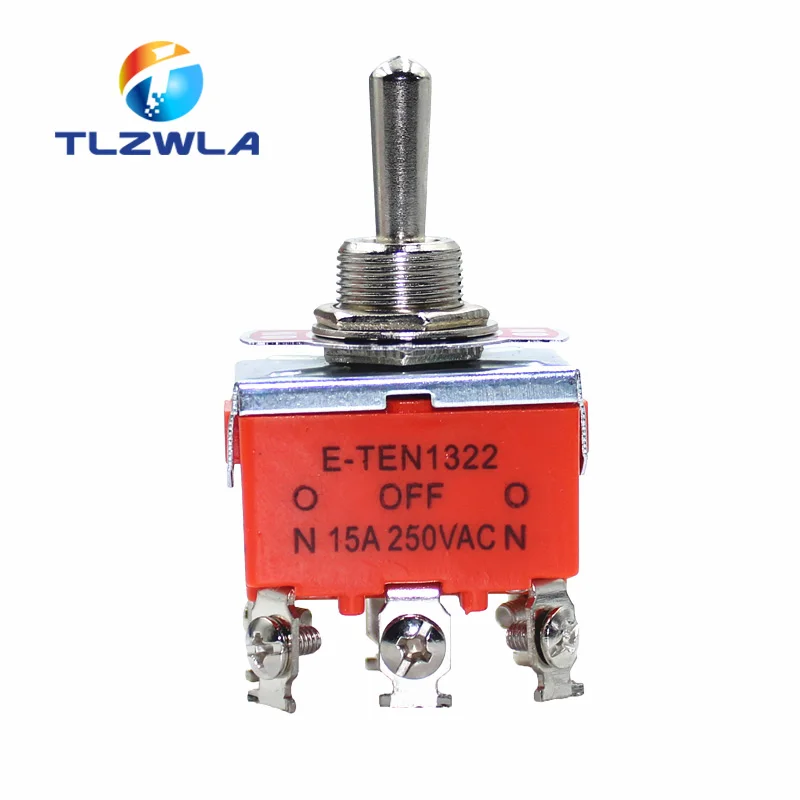 

100PCS E-TEN1322 Rocker Toggle Switch 6 pin Head 3 Grade Switch Double Pole Double Throw Toggle Switch Power Supply 15A 250VDC