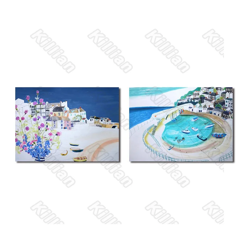 

Western Ink Style of The Town and Boat Painting Wallpapers and Ink Style Living Room and Decorative Painting Murals