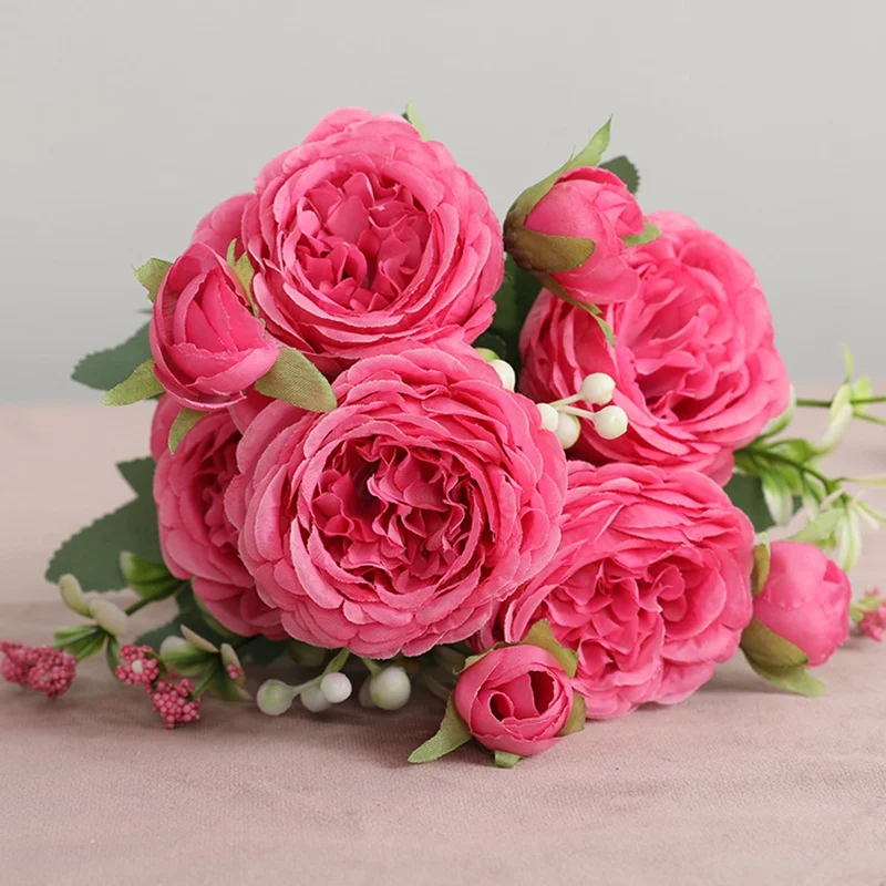 

1 bundle Artificial peony bouquet wedding flowers bridal bouquets Christmas decoration for home DIY vase decor Artificial flower