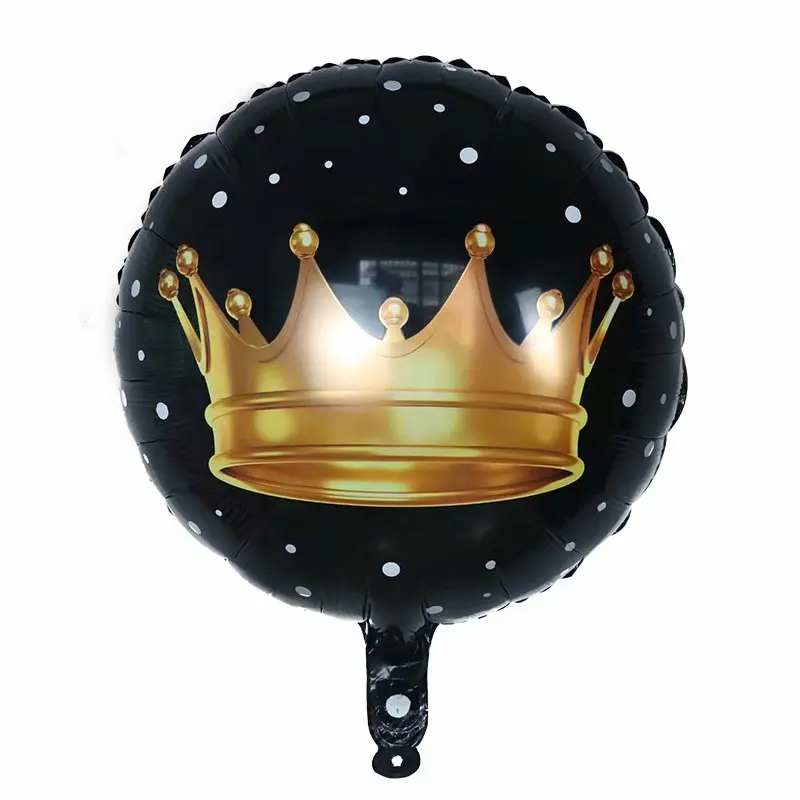 

50pcs/lot 18inch Black Gold Crown Foil Balloons Princess Prince King Air Globos Happy Birthday Party Wedding Decoration Kids Toy