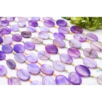 2strandslot 37mm natural smooth purple stripe oval agate stone beads for diy bracelet necklace jewelry making strand 15