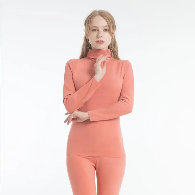 winter thermal wear Термобелье водолазка зимняя женская одежда костюм Fever шлифовальные кальсоны теплая рубашка с подогревом термобелье черный топ - Цвет: winter thermal wear