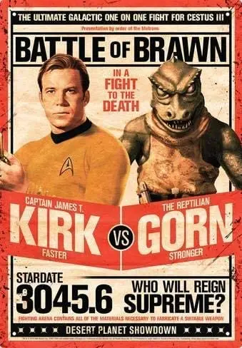 

HAIMAX Novelty for Garage Outdoor Bar Decor Metal Signs Star Trek - Kirk vs Gorn 8 x 12 Tin Sign Vintage Retro Wall Art