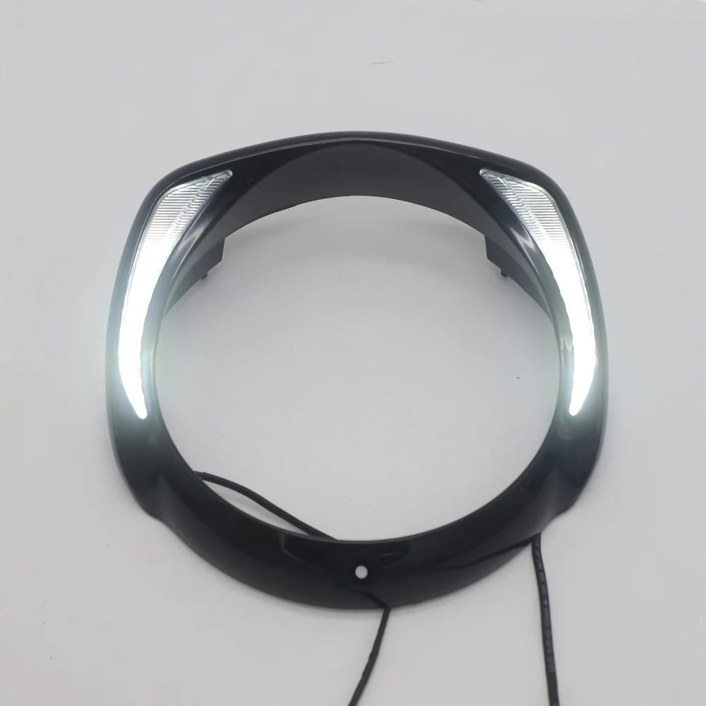 Motorcycle Chrome & Black LED Headlight Bezel For Touring Tri Road King Street Electra Glide Low FLHTCU Ultra Limited 2014-2021 |